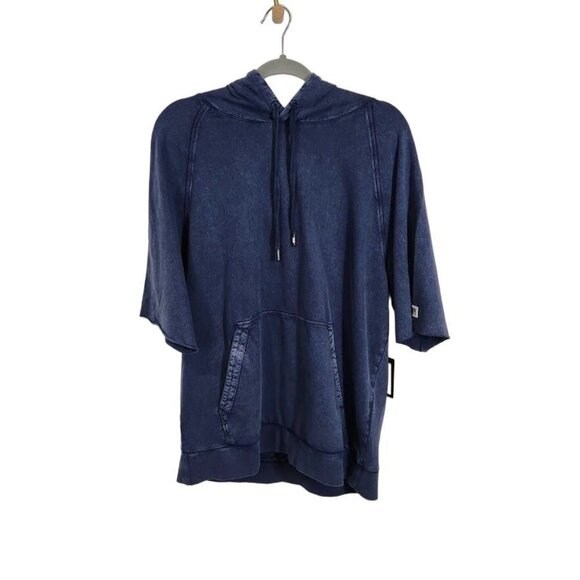 NWT DKNY Men's Short Sleeve‎ Pigment Dye Hoodie in Navy Size Large - Picture 2 of 11